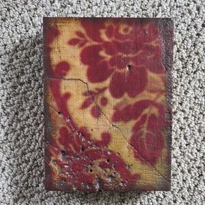 Vintage Floral Art Piece in Red and Yellow